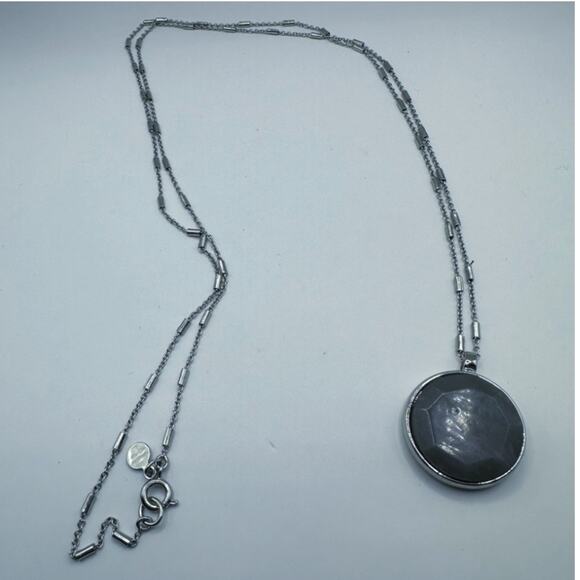 LOFT Silver Chain Purple White Necklace Costume Jewelry Modern Contemporary - Picture 7 of 7